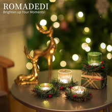 Teelichthalter Glas mit Weihnachtskranz für Weihnachtsdeko