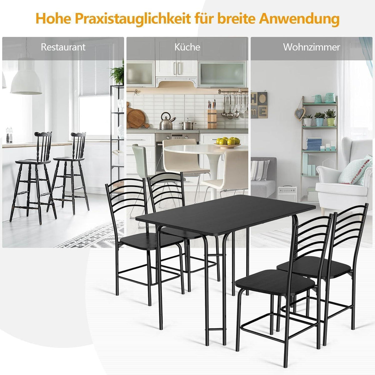 5-teiliges Esstisch Set mit Stühlen – Modern & Stabil