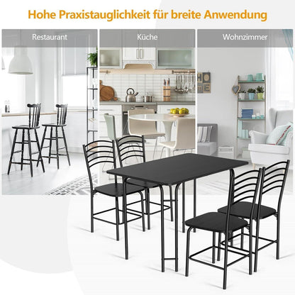 5-teiliges Esstisch Set mit Stühlen – Modern & Stabil