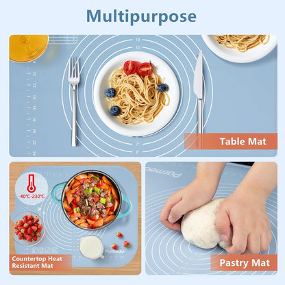 Silikon-Teigunterlage 50x40cm mit Teigschneider und Aufbewahrungsgurt