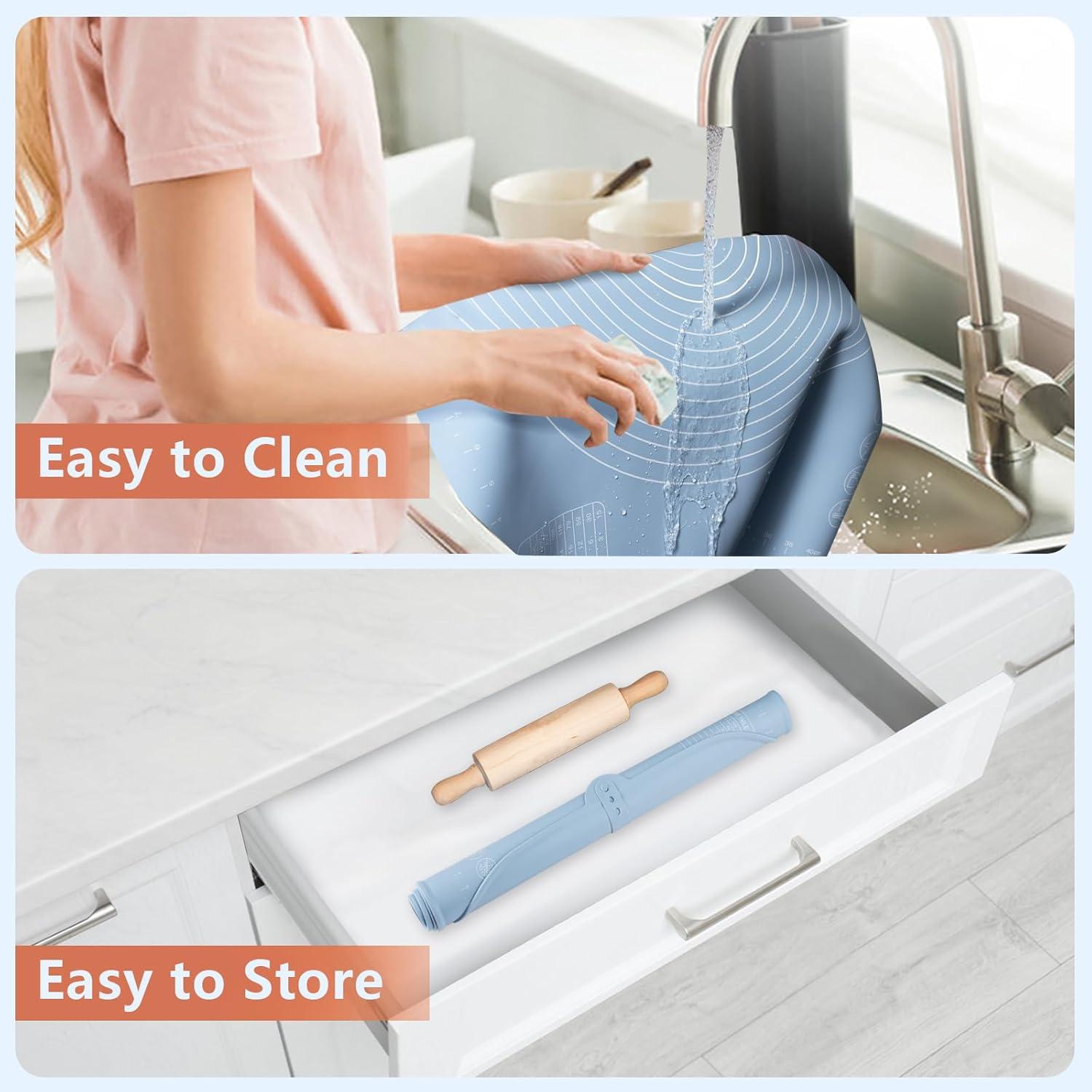 Kleine Verdickte Silikon-Teigunterlage: 50x40cm Antihaft-Knetmatte mit