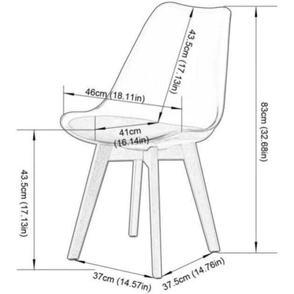 Skandinavische Esszimmerstühle 4er-Set in Lederoptik Sitzkissen