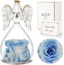 Ewige Rose Engel Figur Geschenk Mama Rosen Muttertag Blume Glaskuppel