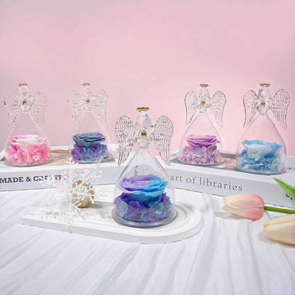 Handgefertigte Ewige Rose Engel Figur Geschenk Muttertag Blau