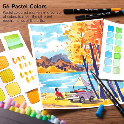 56er Pastell Brush Pen Set für Kinder und Erwachsene