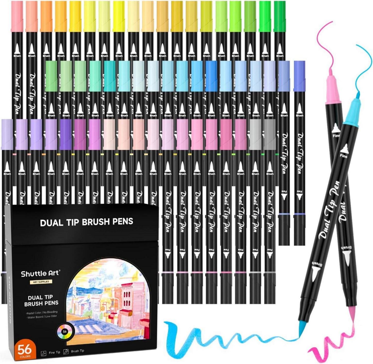 Pastell Brush Pen Set 56 Farben, Mit Doppelspitze & Pinselstifte