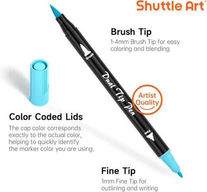 Pastell Brush Pen Set 56 Farben, Mit Doppelspitze & Pinselstifte