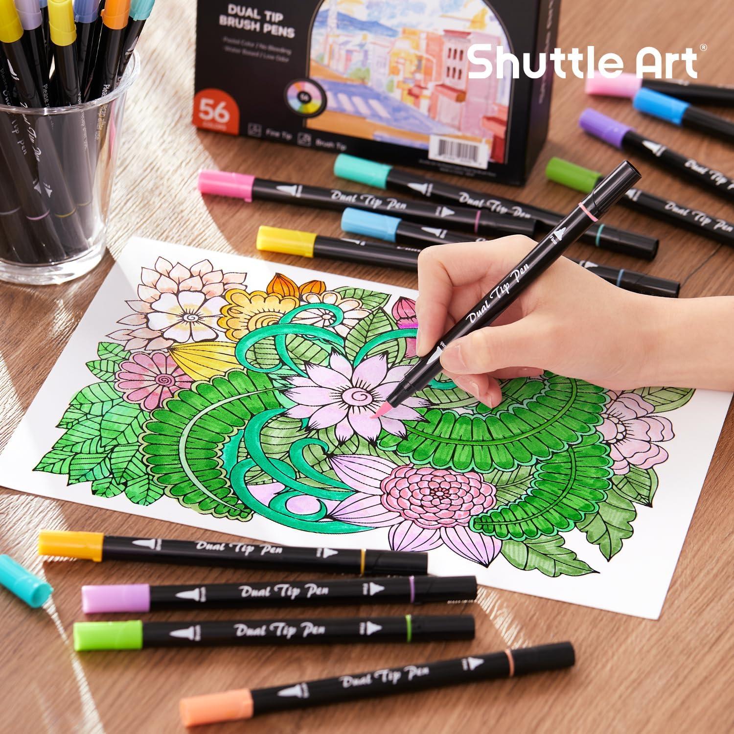 56 Brush Pen Set Pastell Filzstifte Kinder Doppelspitze Pinselstifte