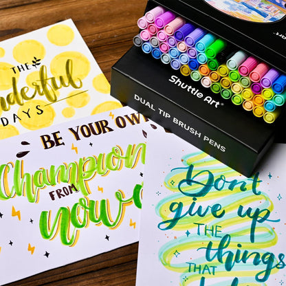 56 Pastell Brush Pen Set für Kinder, dünne und dicke Filzstifte, Pinselstifte