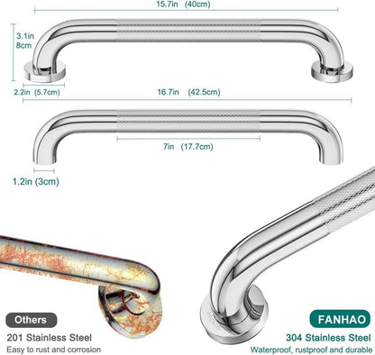 Set aus 2 rutschfesten Haltegriffen aus Edelstahl, 41 cm, für