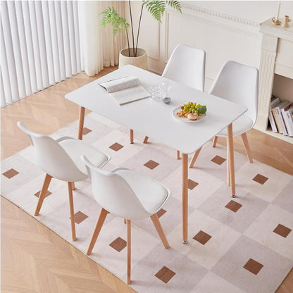 Essgruppe Weiß: Esstisch & 4 skandinavische Stühle