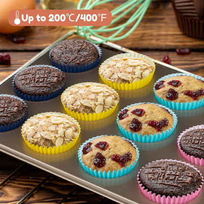 400 Jumbo Papier Cupcake Muffin Backförmchen 8 Farben Rainbow