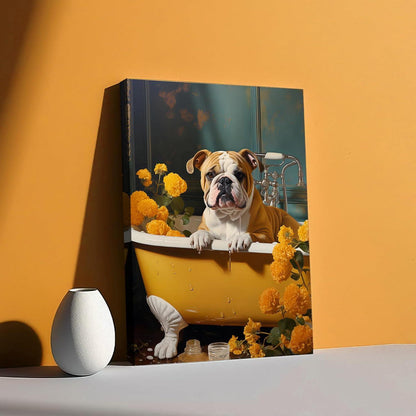 Senfgelb Bulldogge Leinwandbild Mit Rahmen 30x40cm