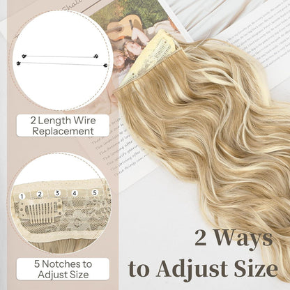 Lange gewellte Haarverlängerung Blond mit Clips & Draht 50cm