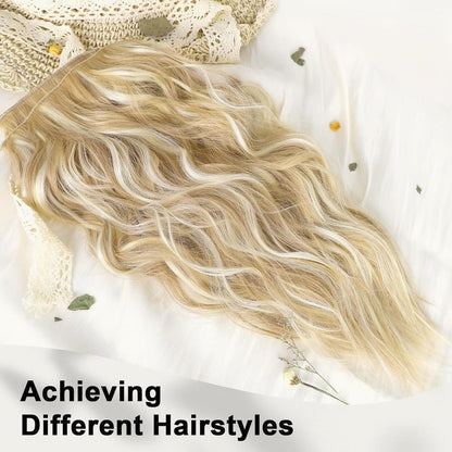 Lange gewellte Haarverlängerung Blond mit Clips & Draht 50cm