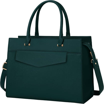 Elegante Laptoptasche Damen 15.6 Zoll PU Leder Grün