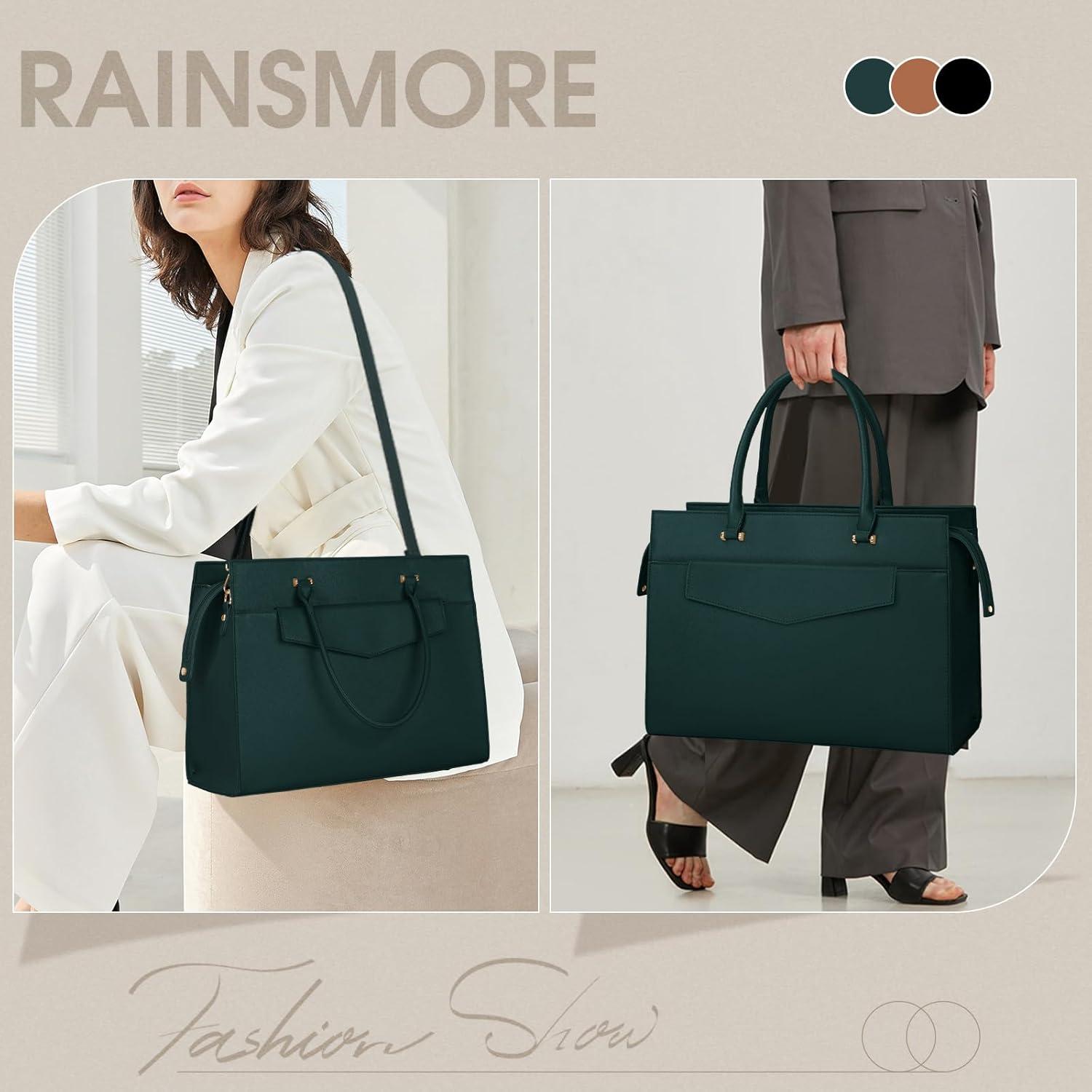 Damen Handtasche Umhängetasche 2in1 Shopper 15.6 Zoll PU Leder Grün