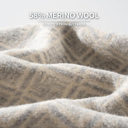 Merinowollendecke kariert Grau 160x200 cm – Weich & Warm