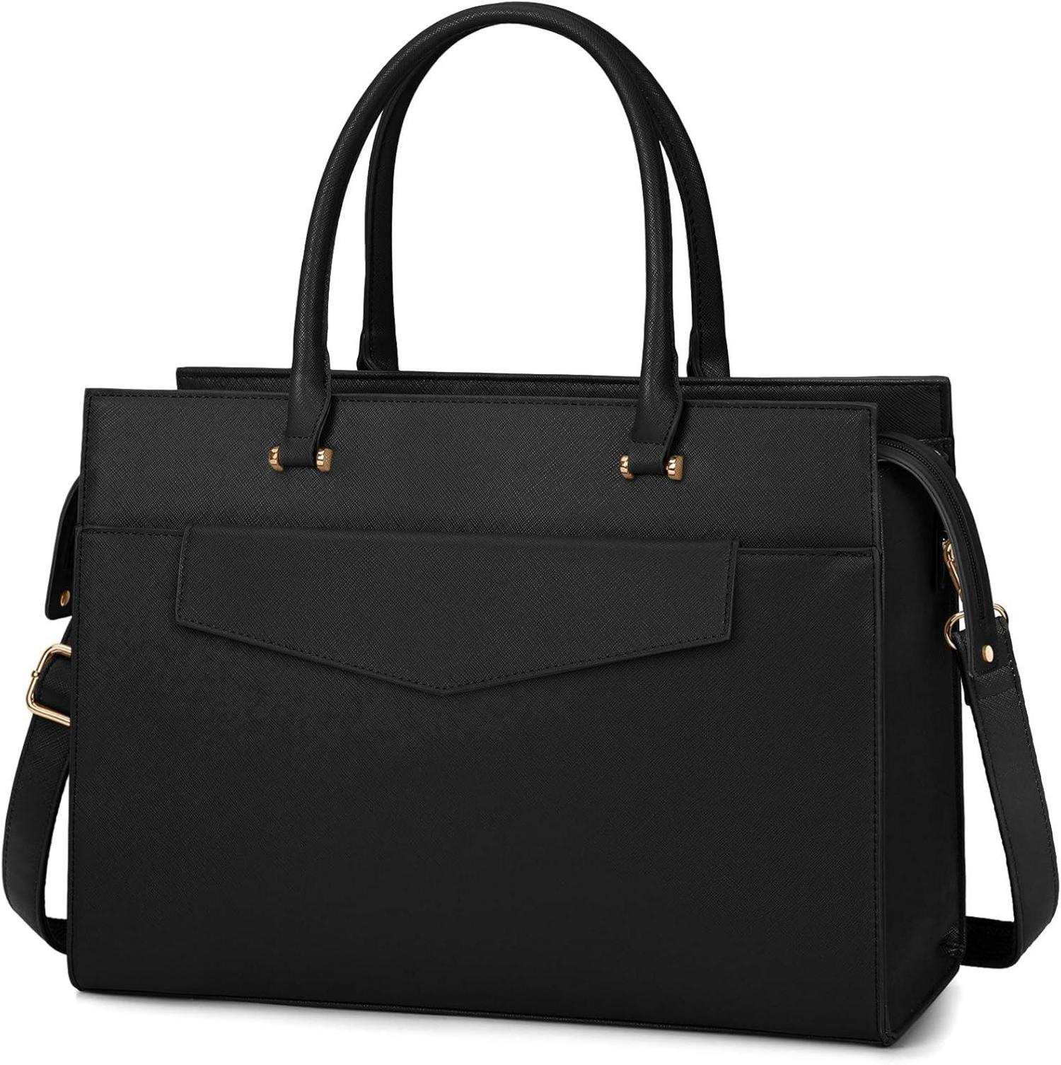Damentasche Damen Laptoptasche 2-in-1 Shopper PU Leder Schwarz