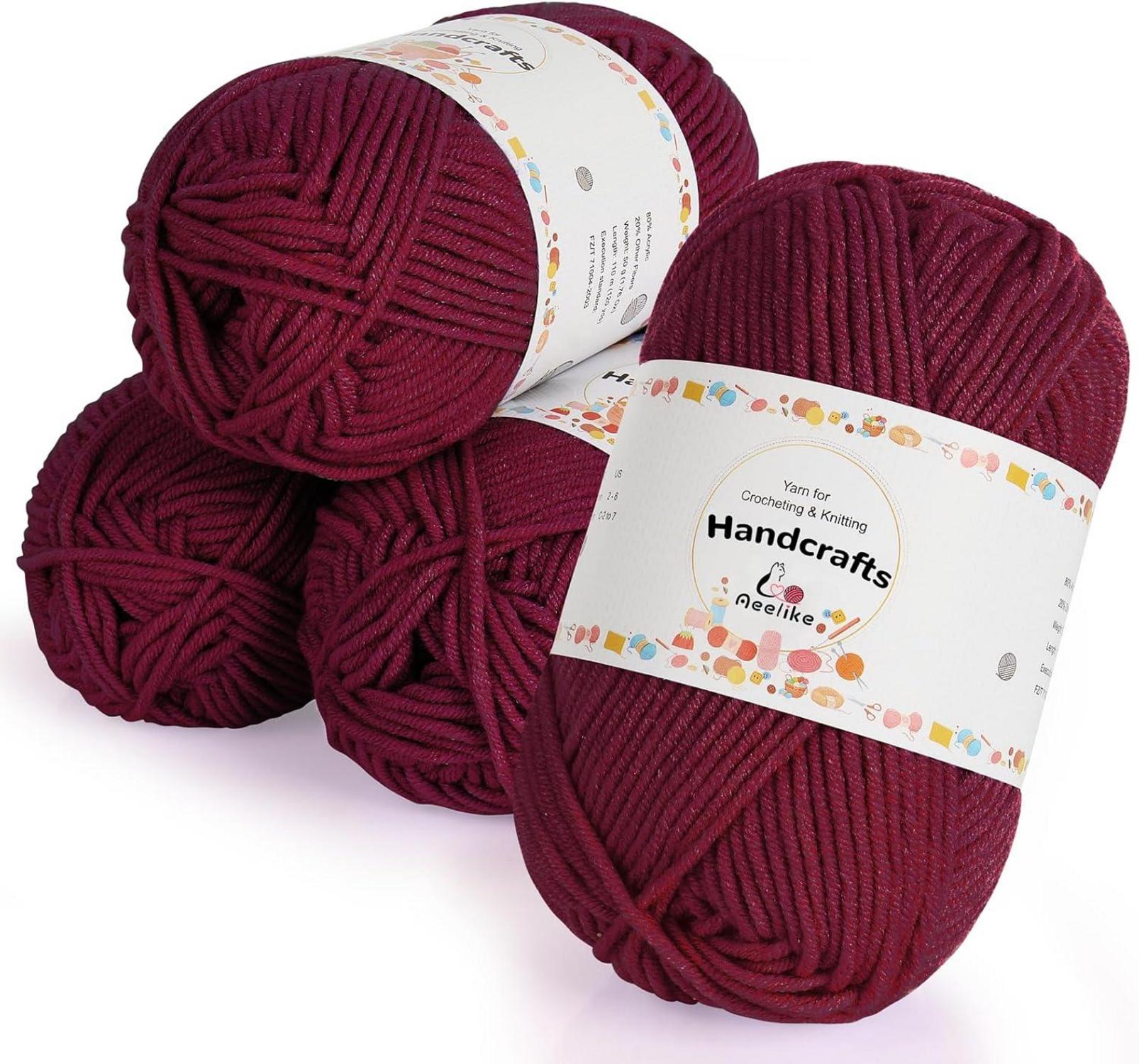 Acrylic Wool Set 200g 5Ply Crochet Yarn Bunte Häkelgarn 4x50g