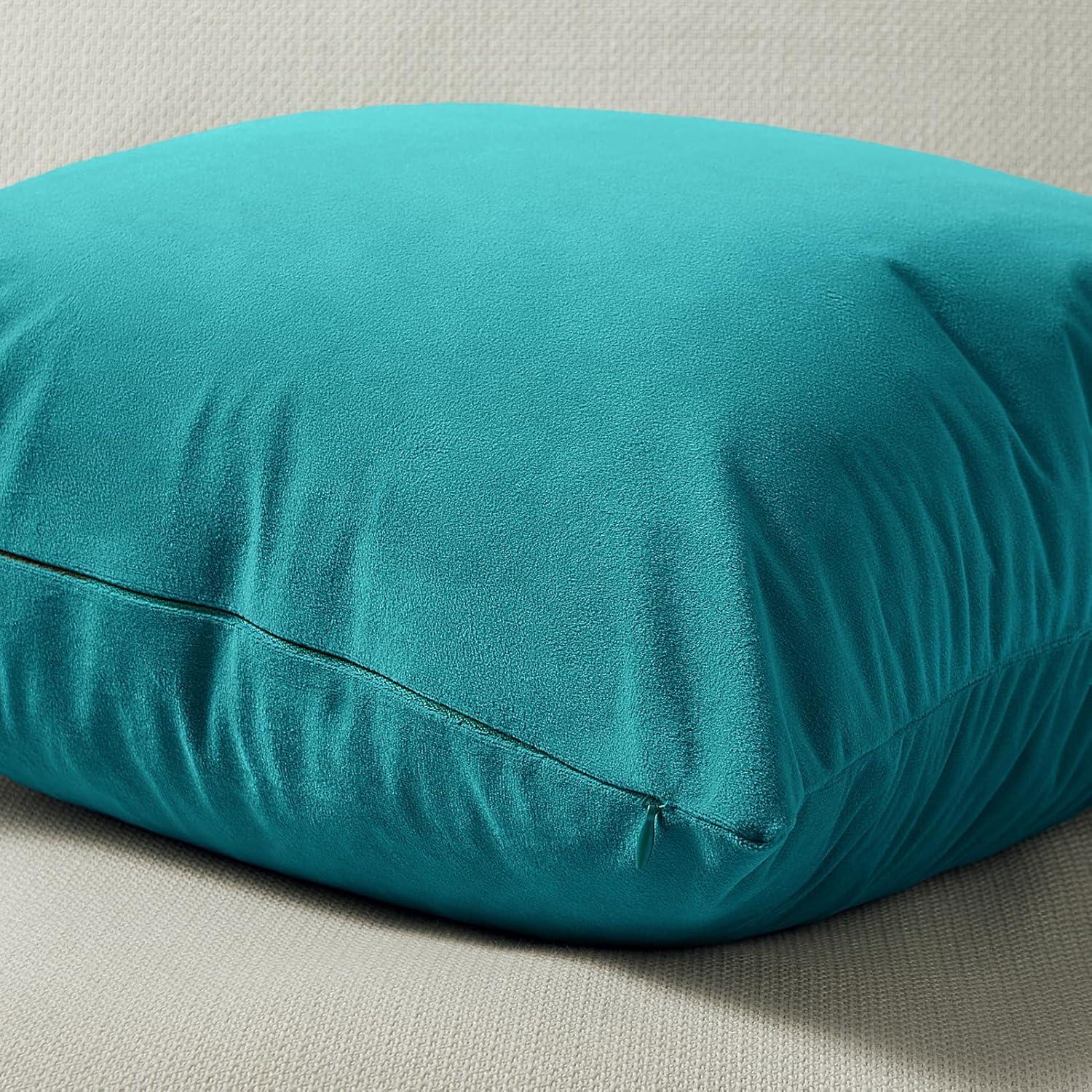 Samt Kissenbezug 50x50cm Türkis Blau 2er Set Dekokissen Sofakissen