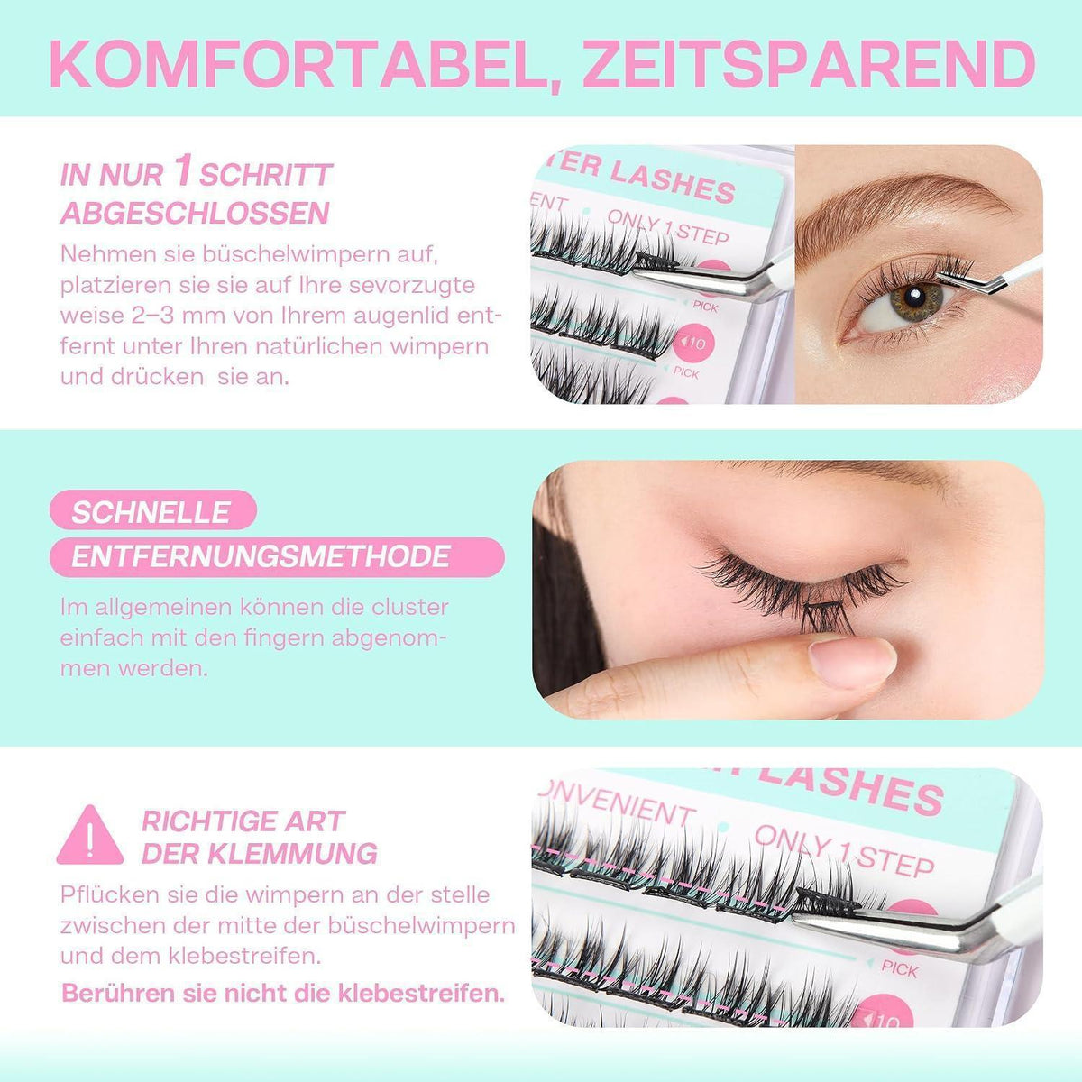 Selbstklebende Wimpern 60 Stück D Curl – Klebefrei & Wiederverwendbar