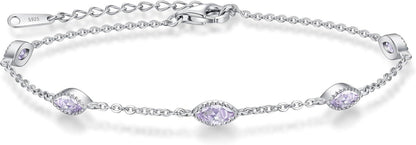 Pferdeaugen Armband 925 Sterling Silber Zirkonia Gold - Geburtsstein