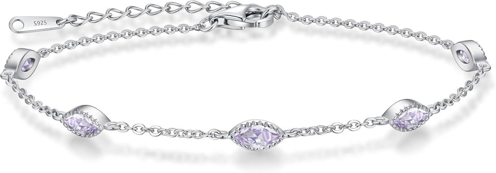 Pferdeaugen Armband 925 Sterling Silber Zirkonia Gold - Geburtsstein