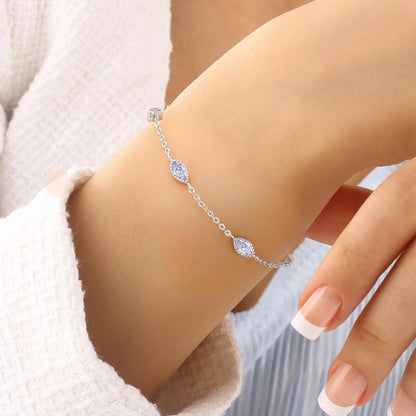 Pferdeaugen Armband 925 Sterling Silber Zirkonia Gold - Geburtsstein