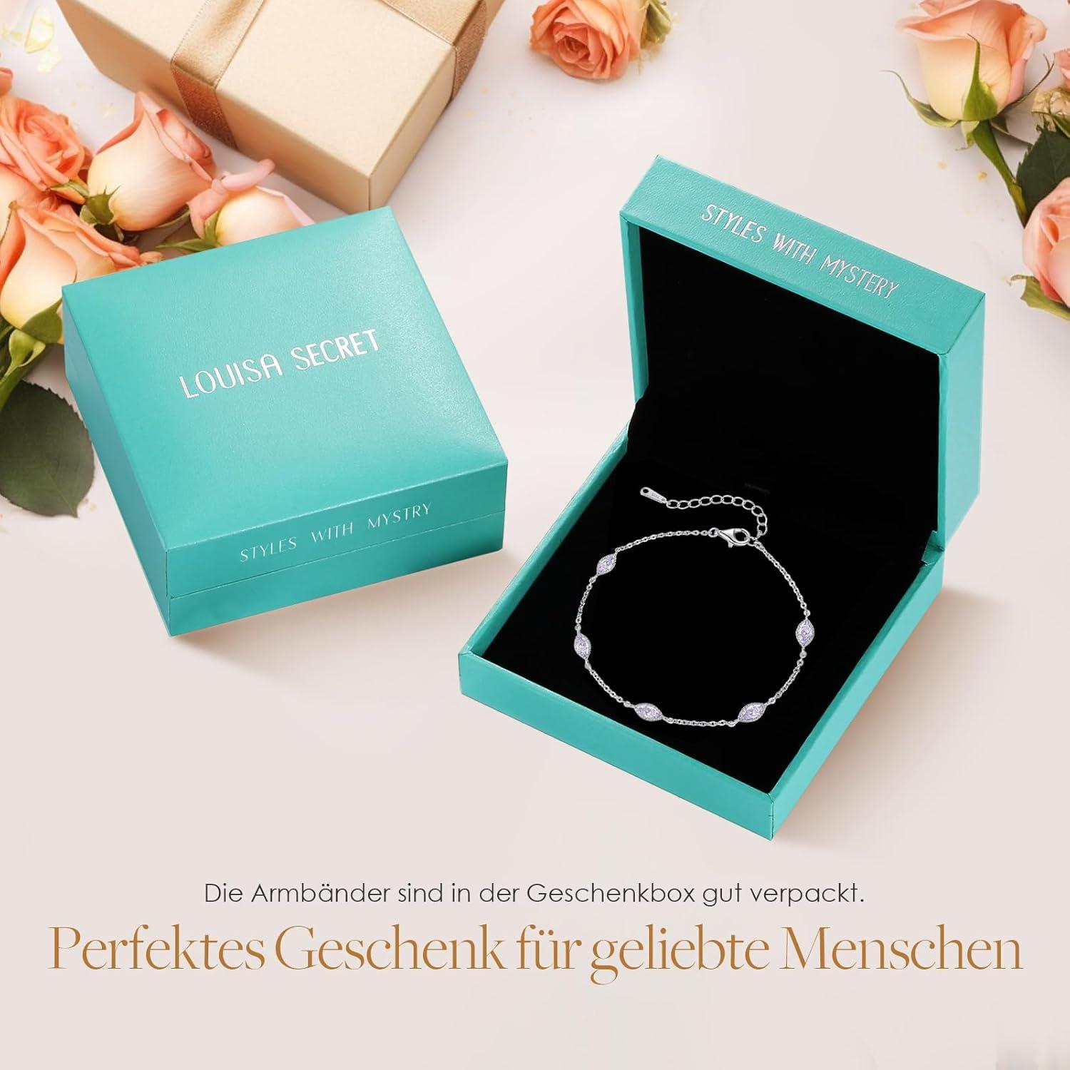 Armband Damen 925 Sterling Silber Zirkonia Gold Geburtsstein Geschenk