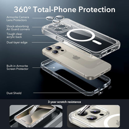 ESR iPhone 15 Pro Max Hülle MagSafe 360 Grad Schutzhülle Klar