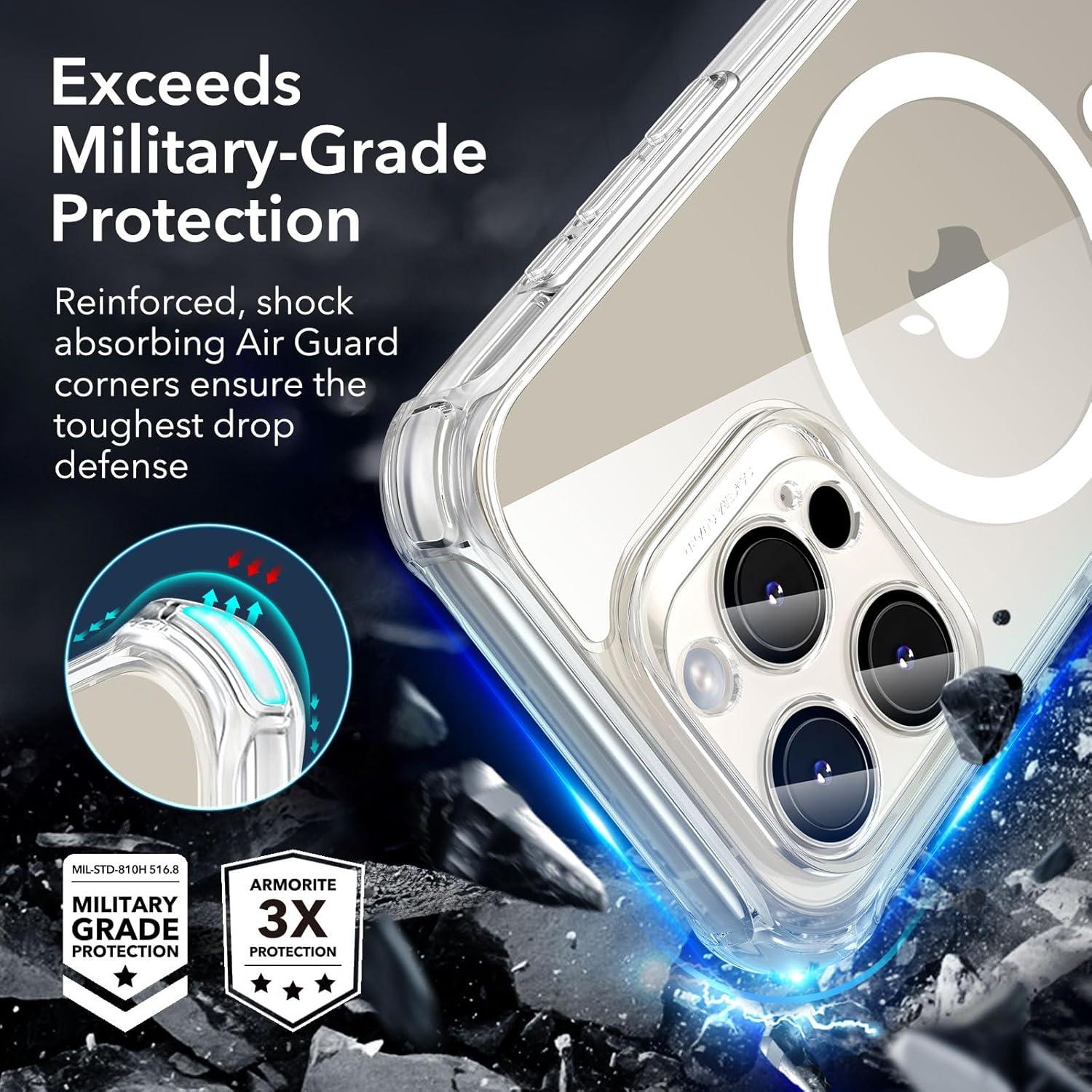 ESR iPhone 15 Pro Max Hülle MagSafe 360° Schutzhülle Stoßfest Klar