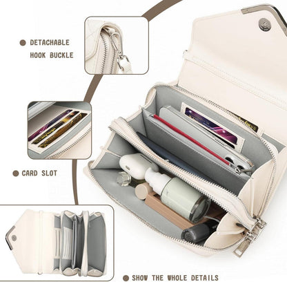 Damen Umhängetasche Klein Leder Gesteppte Schultertasche Vegan