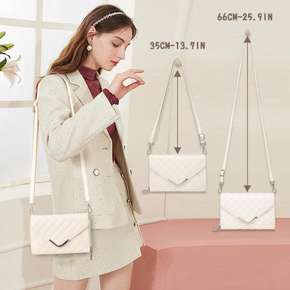 Damen Umhängetasche Klein Leder Gesteppte Crossbody Tasche Beige