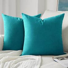 Kissenbezug Set Samt Türkis Blau 40x40cm Sofa Wohnzimmer