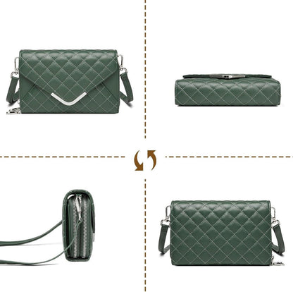 JANSBEN Damen Umhängetasche Klein Leder Gesteppte Schultertasche Vegan Crossbody Bag mit Kreditkartenfächern