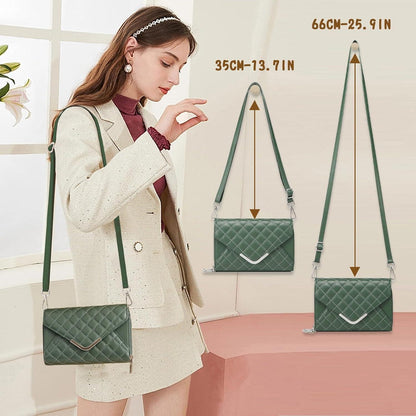 Damen Umhängetasche Klein Leder Gesteppte Tasche Fächer Schultertasche Vegan
