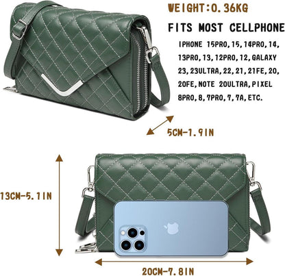 Damen Umhängetasche Klein Leder Gesteppt Vegan Crossbody Schwarz