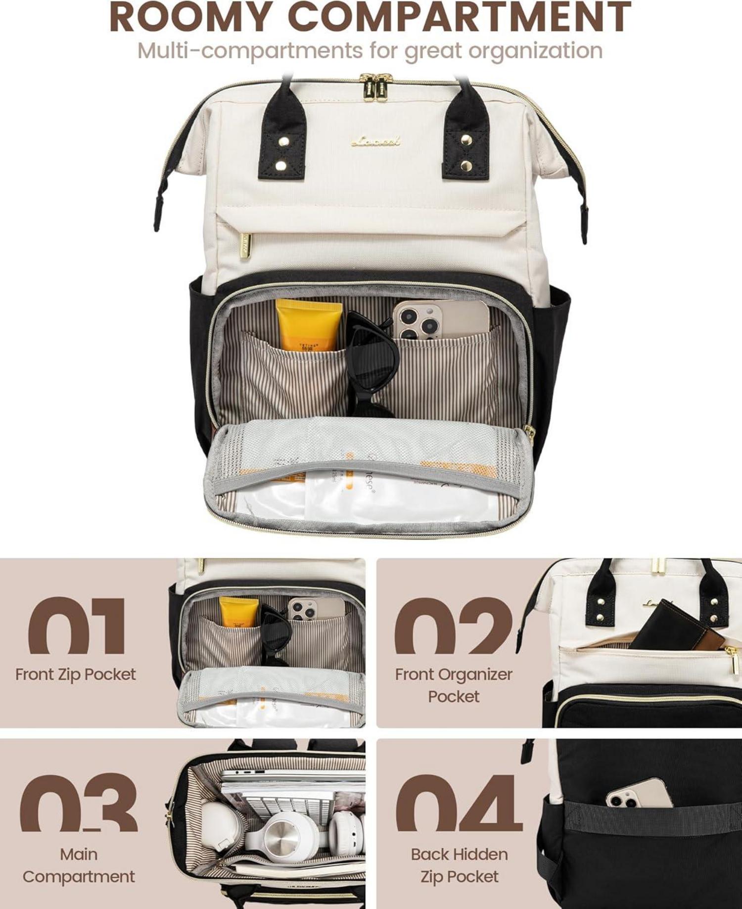 Stilvoller Damenrucksack Wasserdicht 2-in-1 Handtasche 14Zoll