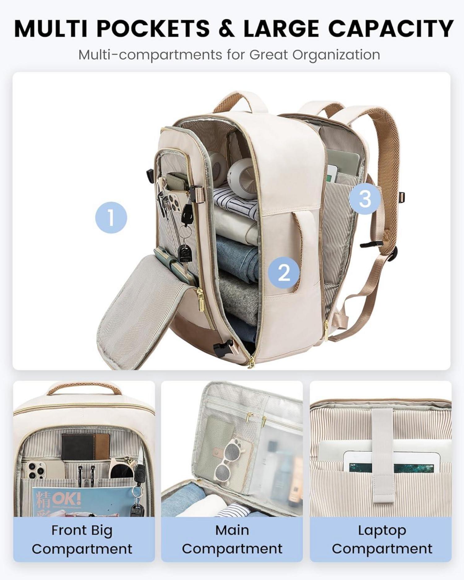 Handgepäck Rucksack 40L Damen Wasserdicht Laptop Backpack mit Schuhfach