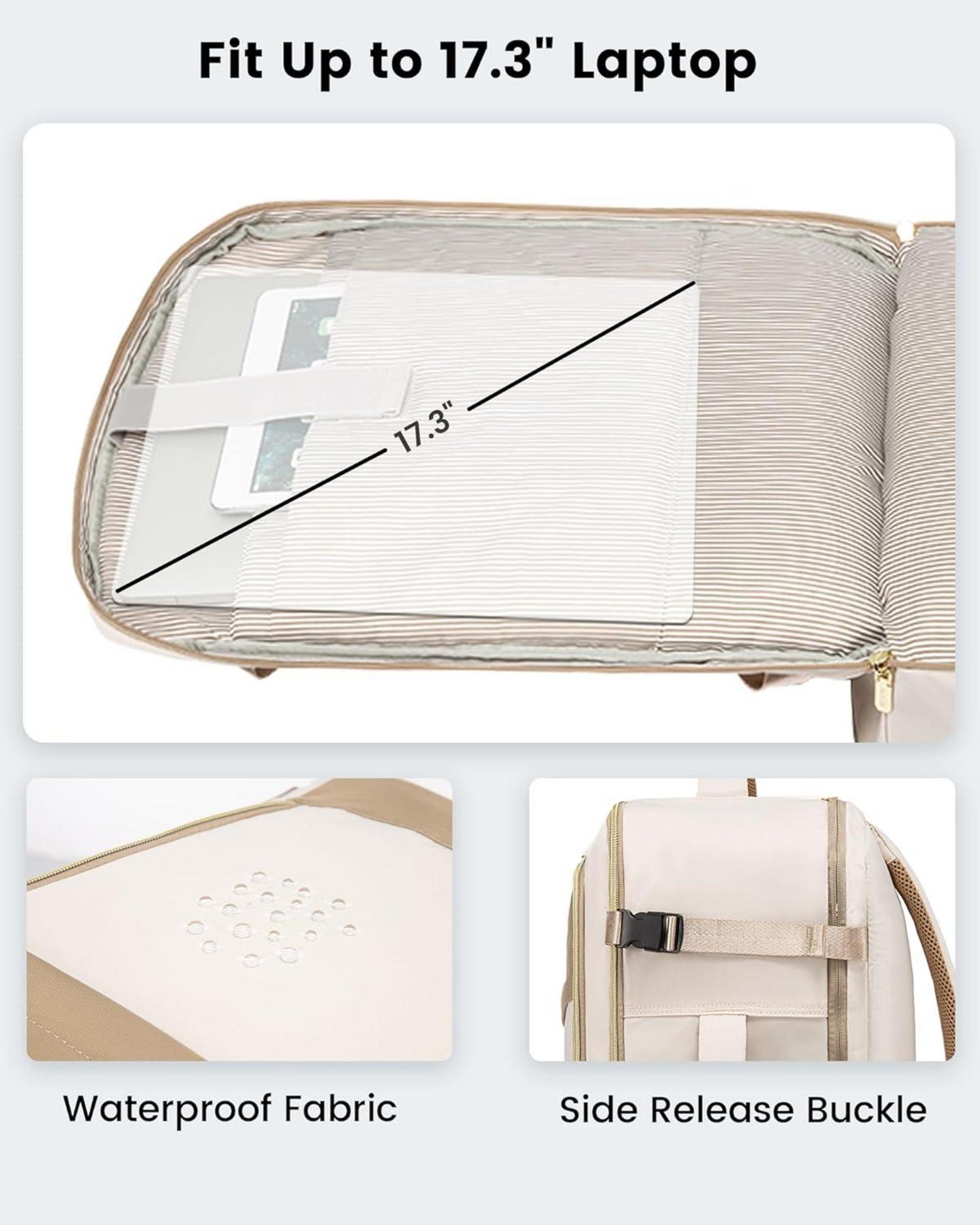 Handgepäck Rucksack Damen 40L Wasserdicht Laptop Reiserucksack-Trolley