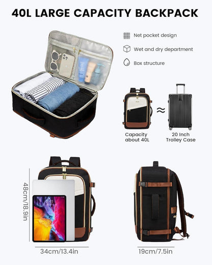 Handgepäck Rucksack Damen 17 Zoll Laptop Wasserdicht 40L