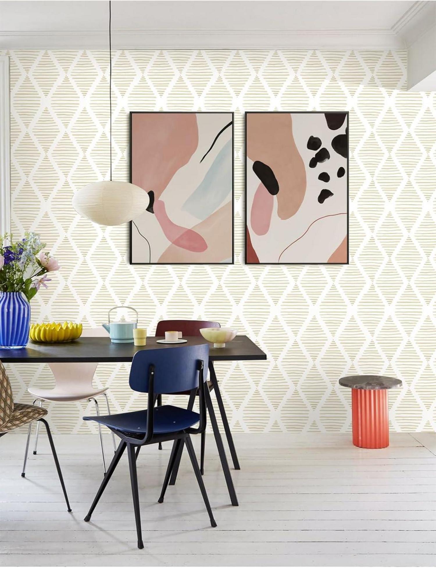 Selbstklebende Tapete Beige Diamant 44x300 cm wasserdicht Vinyl