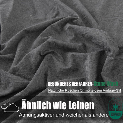 Soifox Bettwäsche 135x200 Anthrazit Grau Set 100% Baumwolle