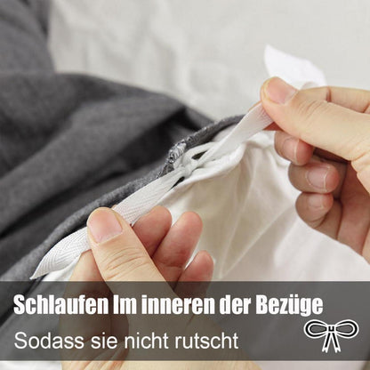 Bettwäsche 135x200 Baumwolle Set Anthrazit/Grau Atmungsaktiv Kein Schwitzen