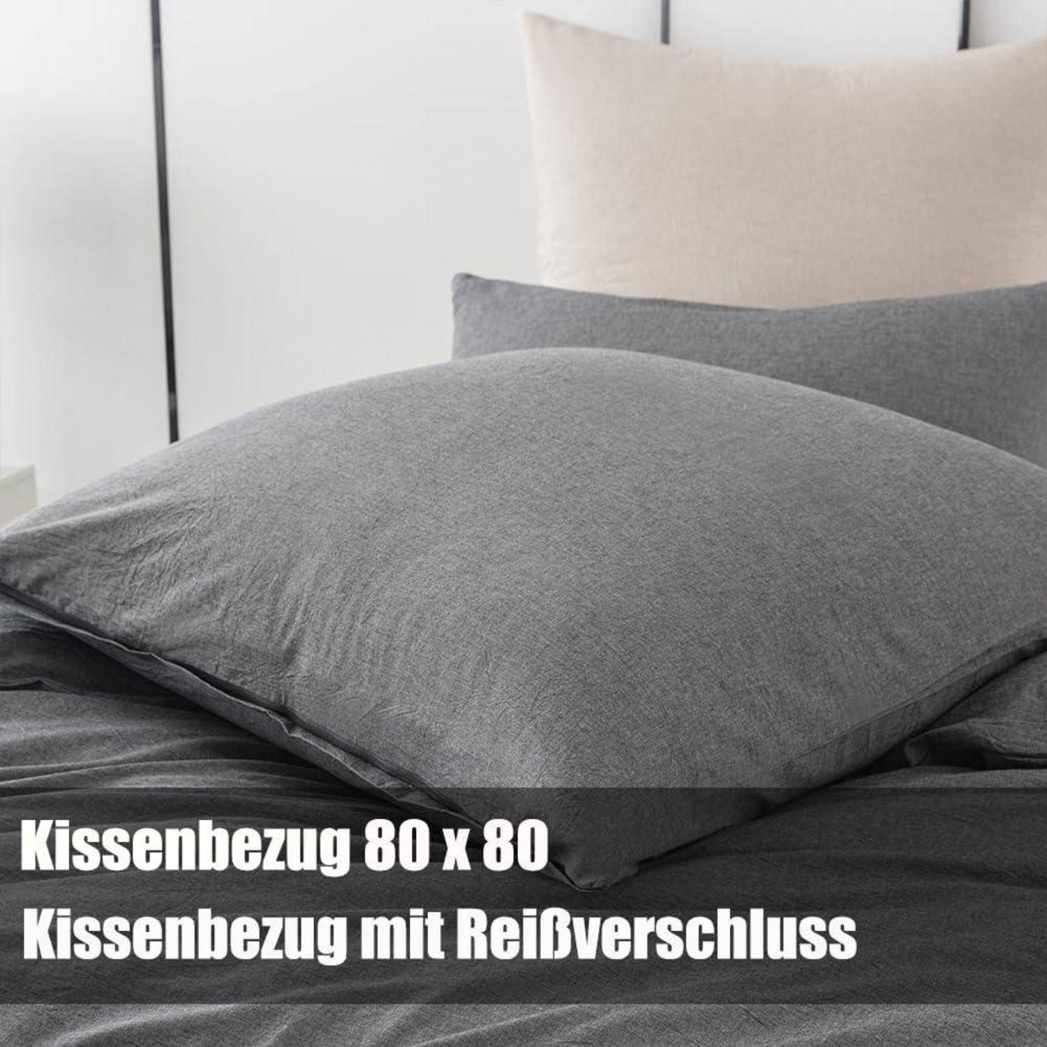 Bettwäsche Baumwolle Anthrazit Grau Atmungsaktiv 135x200 cm
