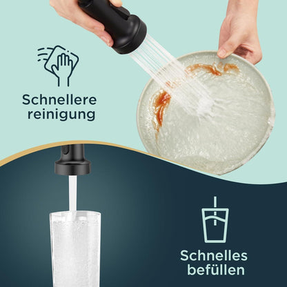 FORIOUS Schwarz Edelstahl Wasserhahn Küche Ausziehbar Mischbatterie 360°Drehbar
