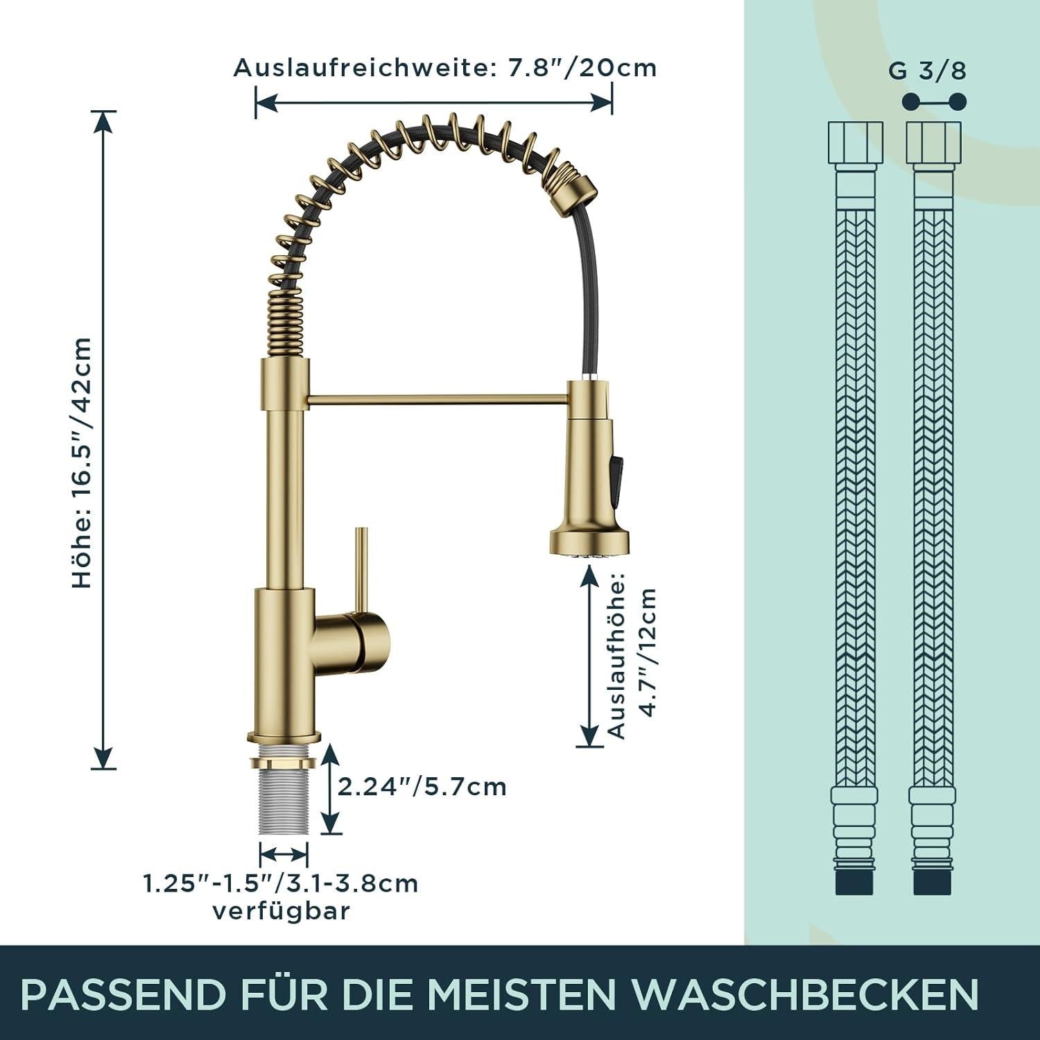 FORIOUS Edelstahl Küchenarmatur mit Brause 360° Drehbar Spültischarmatur