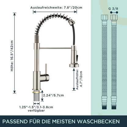 FORIOUS Edelstahl Küchenarmatur mit ausziehbarer Brause