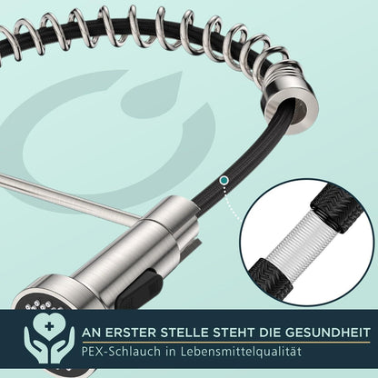 FORIOUS Edelstahl Wasserhahn Küche mit Ausziehbarer Brause